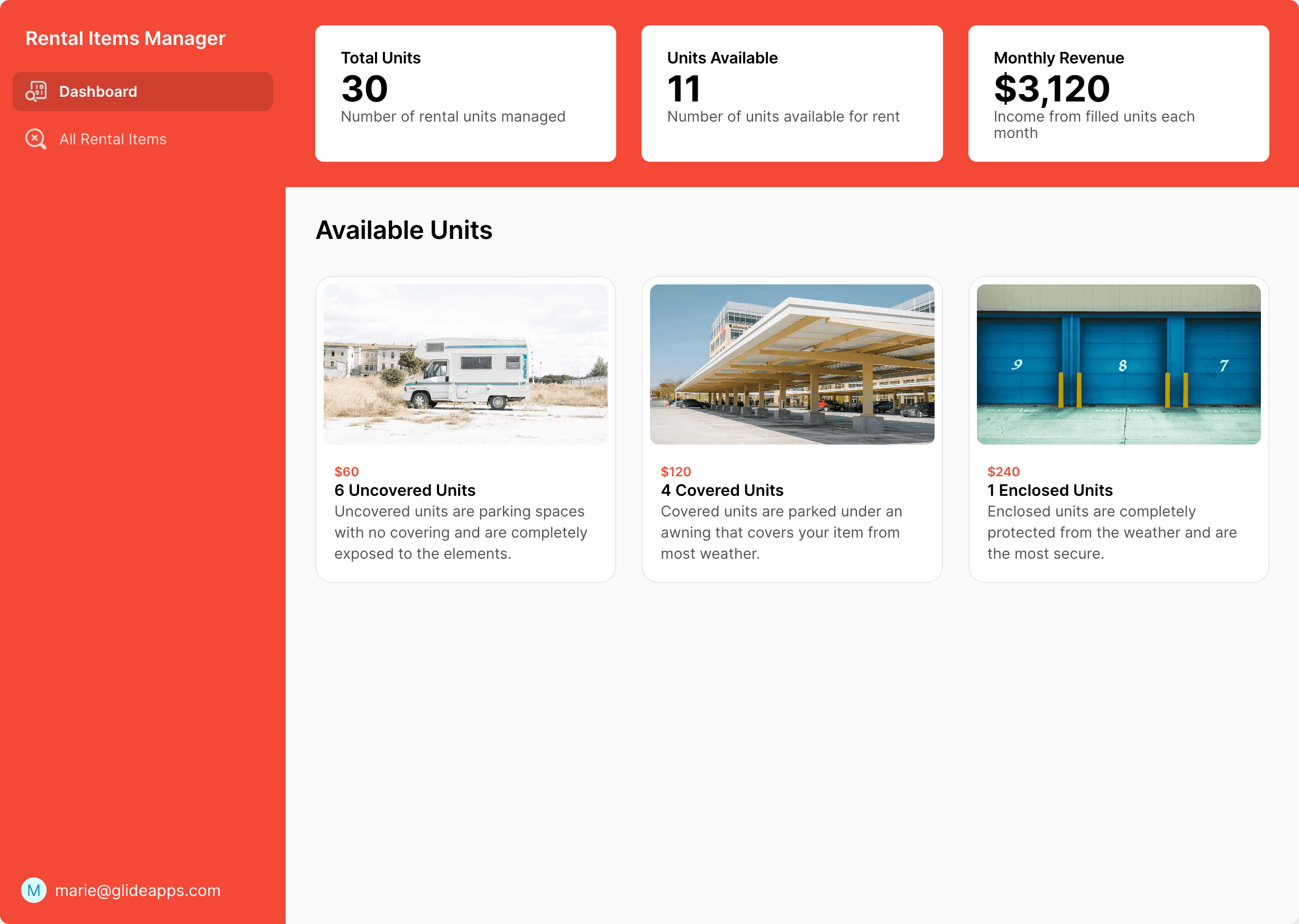 Rental Items Manager Template